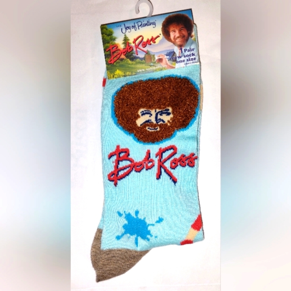 The Joy of Painting Bob Ross Novelty Socks Men 8-12 Women's 9-14  NWT